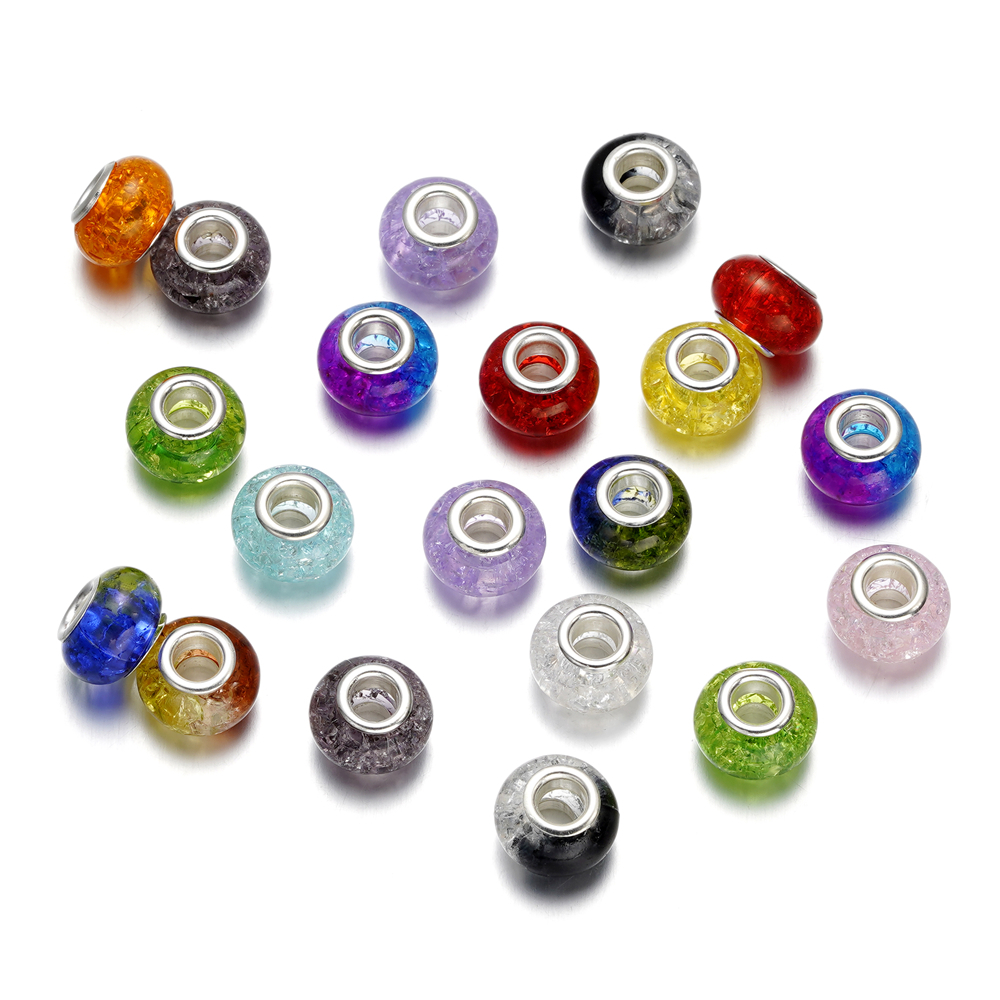 St.kunkka ลูกปัดอะคริลิคใส ทรงกลม รูขนาดใหญ่ สําหรับทําสร้อยข้อมือ DIY 5 ชิ้น