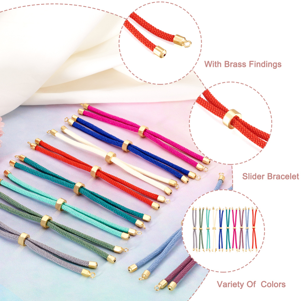สร้อยข้อมือเชือกไนล่อนสีสันสดใสสร้อยข้อมือปรับได้เครื่องประดับทำสร้อยข้อมือ