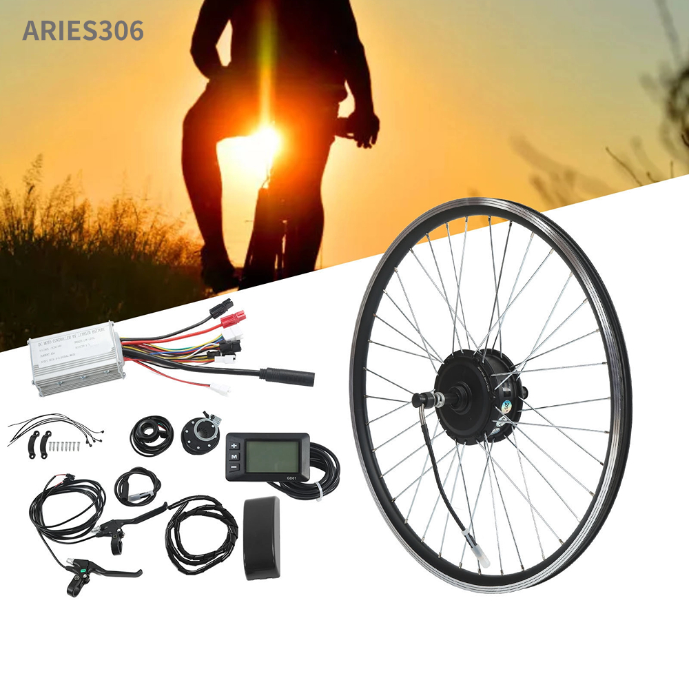 Aries306 ชุดแปลงมอเตอร์ล้อหน้าจักรยานไฟฟ้า 36V 250W 26 นิ้วพร้อมจอแสดงผล LCD กันน้ำ IP65