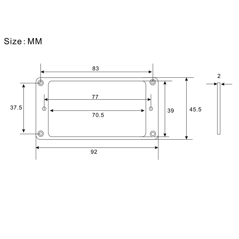 70.539 มม.โลหะเหล็กแบน Humbucker Pickup Ring รูปที่ 2