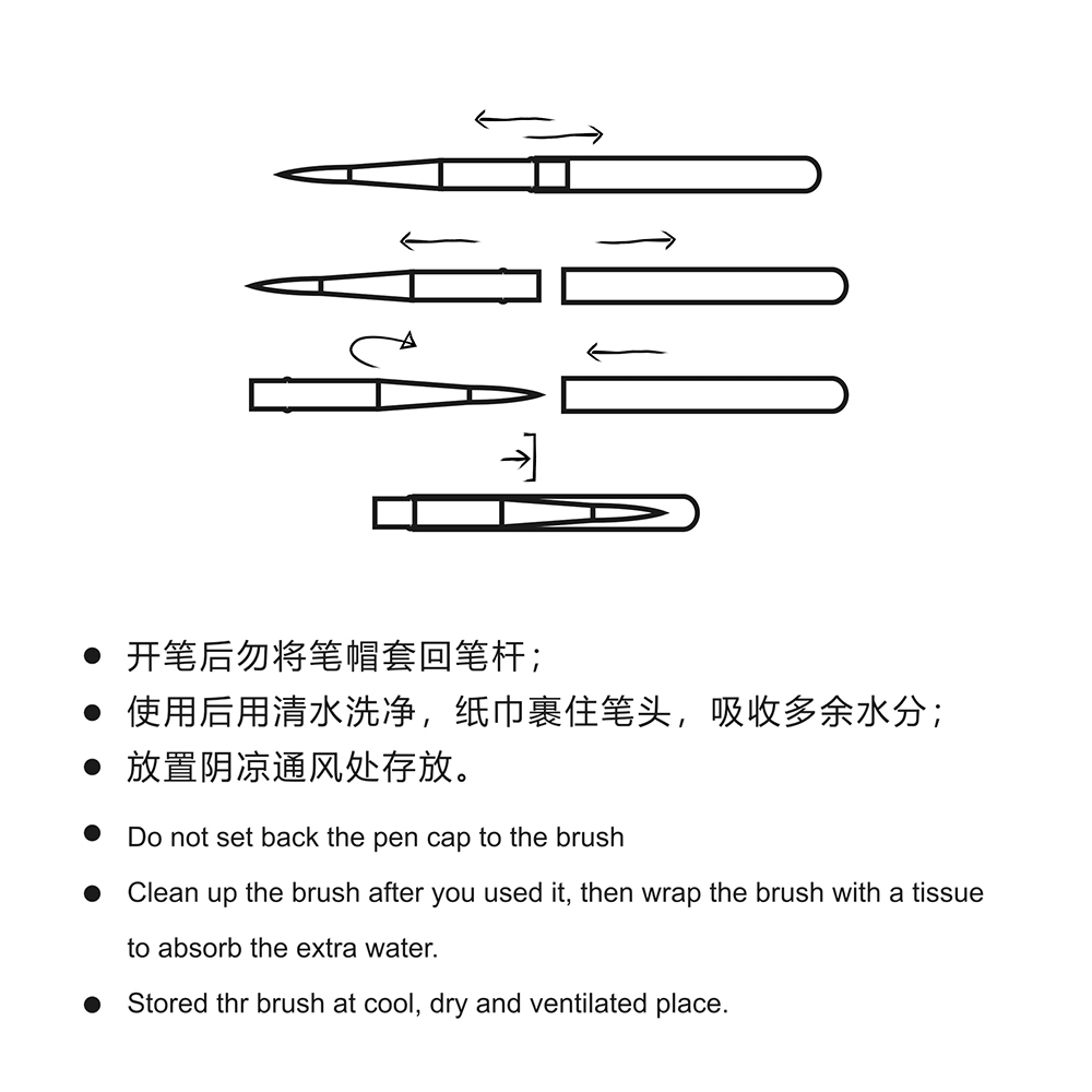 Seamiart 3 ชิ้น / เซต พร้อมกระเป๋าแปรง Pu แบบพกพา DivIsible ที่วางสั้น แปรงทาสีวารสาร สีน้ํา - รูปที่ 2