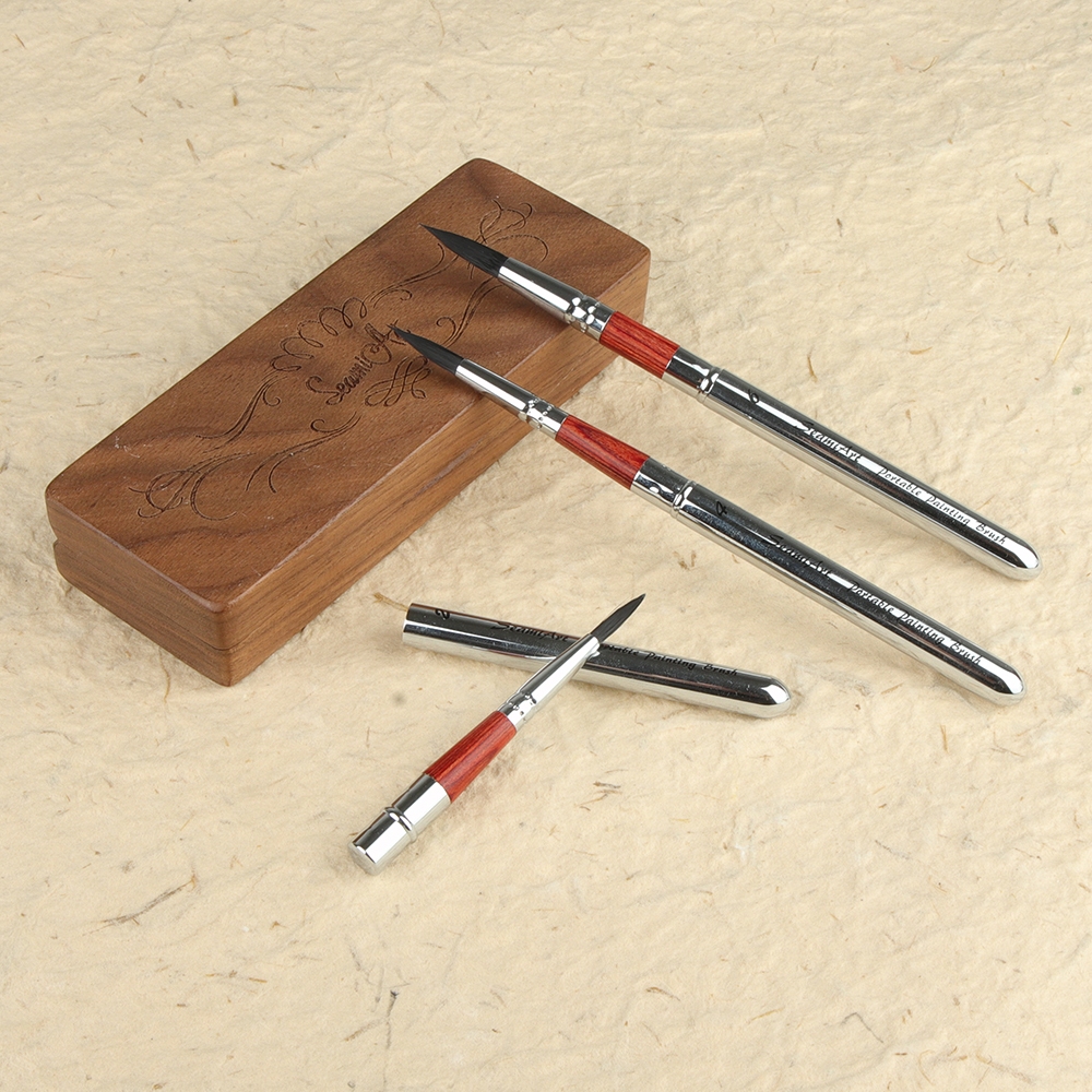 Seamiart 3 ชิ้น / เซต พร้อมกระเป๋าแปรง Pu แบบพกพา DivIsible ที่วางสั้น แปรงทาสีวารสาร สีน้ํา - รูปที่ 3