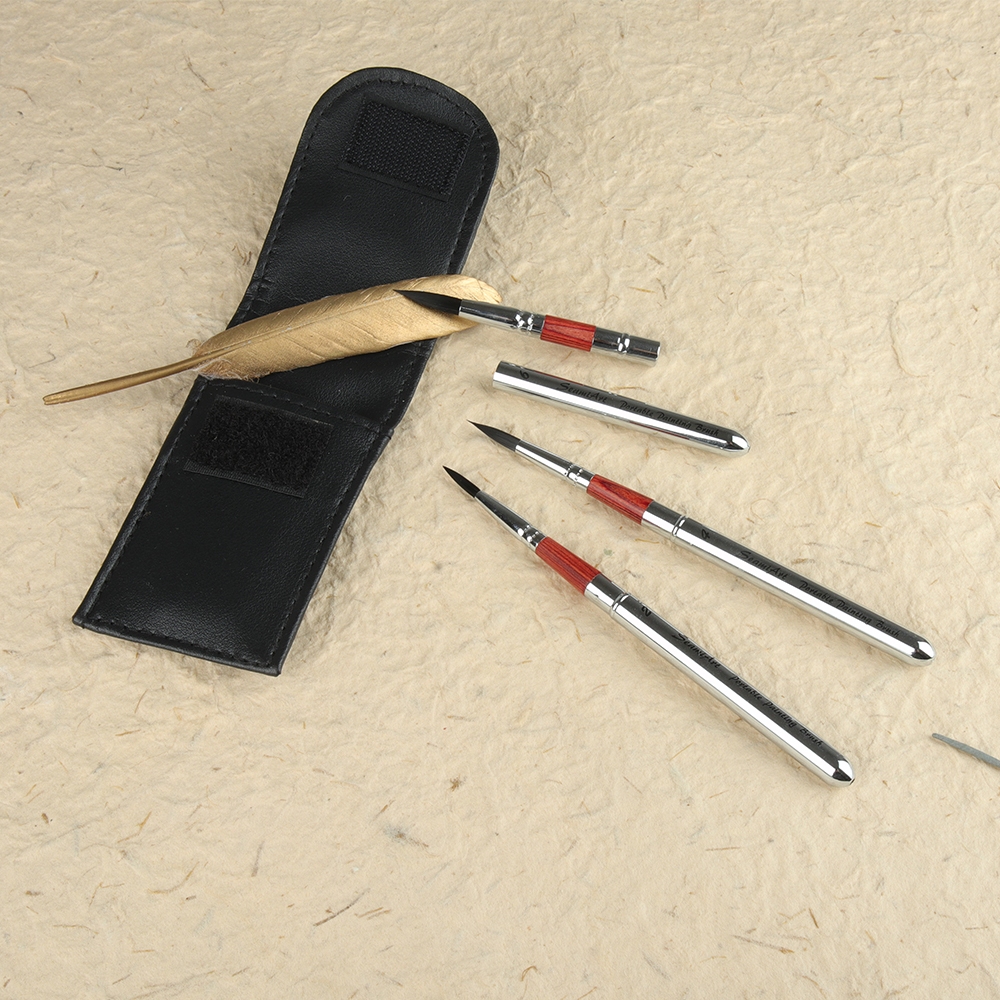 Seamiart 3 ชิ้น / เซต พร้อมกระเป๋าแปรง Pu แบบพกพา DivIsible ที่วางสั้น แปรงทาสีวารสาร สีน้ํา - รูปที่ 4