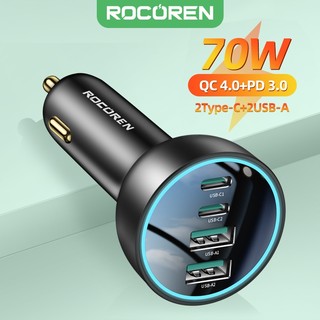 Rocoren 4 in 1 อะแดปเตอร์ชาร์จ USB Type C QC4.0 PD3.0 70W ชาร์จเร็วมาก สําหรับ iPhone 15 Xiaomi Samsung