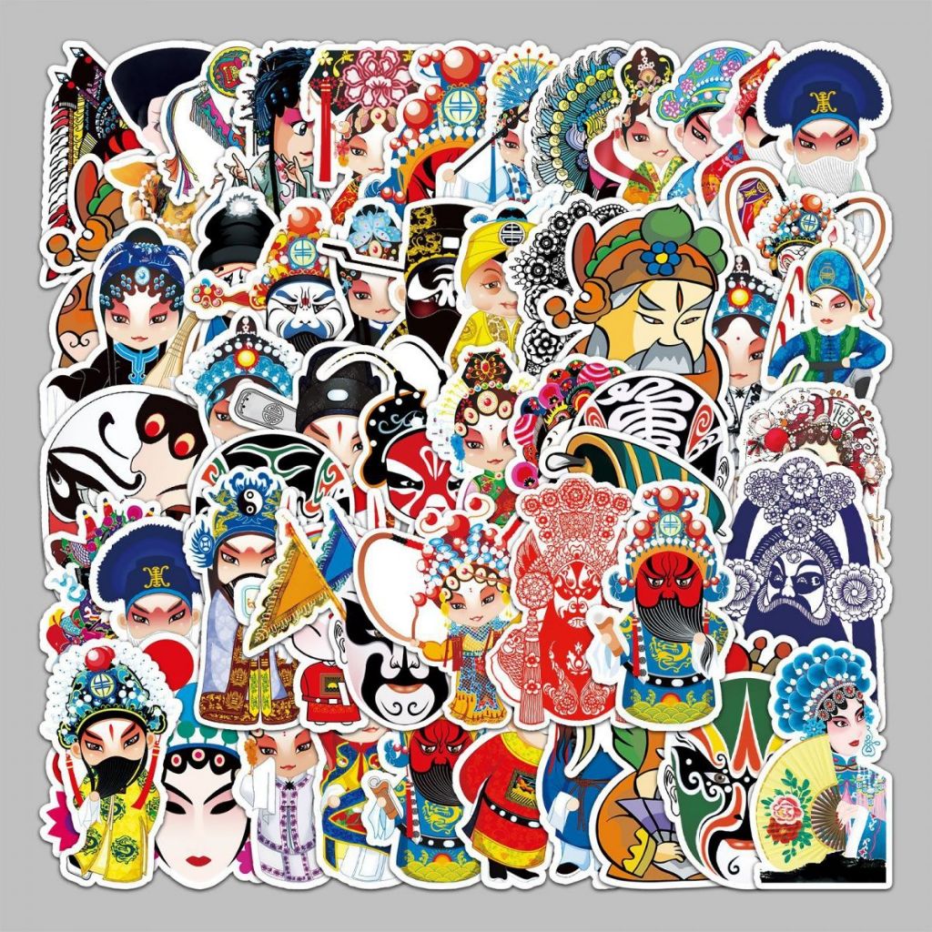 50ชิ้นการ์ตูนตลกสไตล์จีนปักกิ่งโอเปร่าการ์ตูนแฟชั่นสติกเกอร์กันน้ําโทรศัพท์แล็ปท็อปสเก็ตบอร์ดสร้างสรรค์สติ๊กเกอร์กราฟฟิตีรถมอเตอร์สติกเก