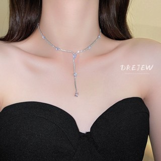 DREJEW สร้อยคอโซ่ยาว จี้รูปตัว Y ประดับเพชร กันแพ้ หรูหรา สํ…