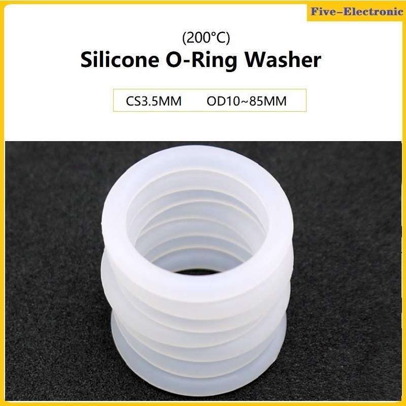 White Silicone Ring Gasket CS3.5mm OD10 ~ 85mm Silicon O Ring Gasket Food Grade Rubber Sealing Ring VMQ Assortment Tools Insulate ปะเก็นแหวนยางซิลิโคน เกรดอาหาร สีขาว