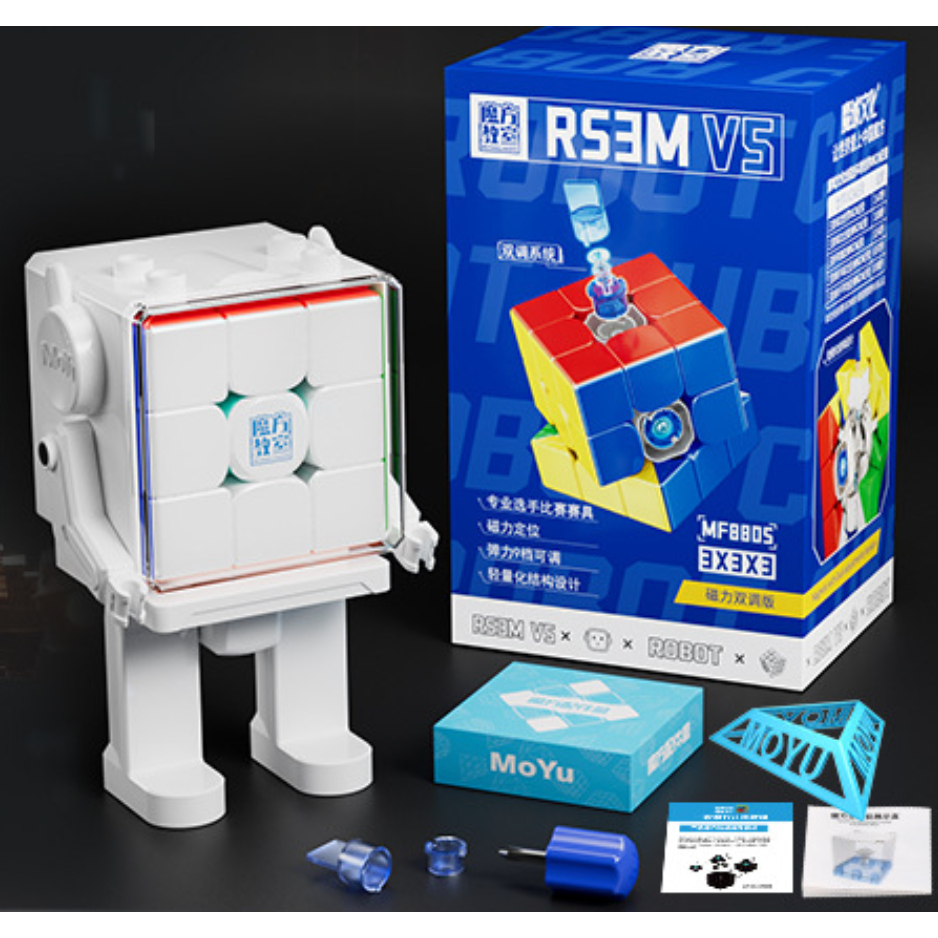 Moyu RS3M V5 2023 กล่องหุ่นยนต์แม่เหล็ก 3x3 3x3 ความเร็ว พร้อมขาตั้ง RS3M 2023 3 โดย 3 ลูกบาศก์งบประ