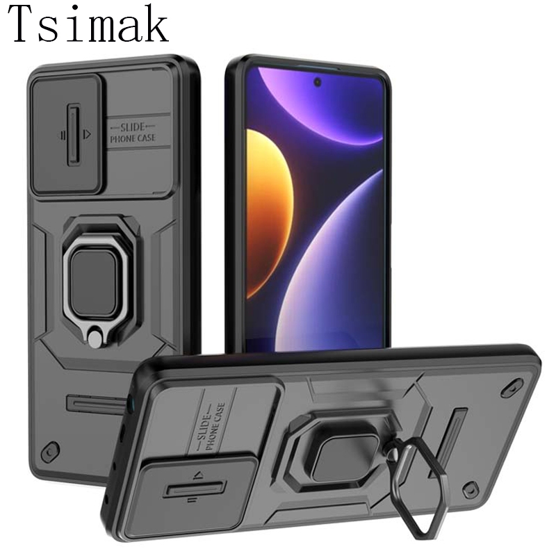 เคสโทรศัพท์มือถือ ป้องกันเลนส์กล้อง กันกระแทก พร้อมแหวนแม่เหล็ก สําหรับ Xiaomi Redmi Note 12 13 Pro Plus Note 12S 12 Turbo 4G 5G 13C