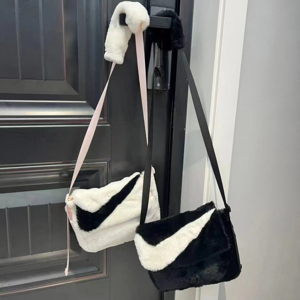 24 * 15 * 9 ซม.ขนสัตว ์ ขนาดใหญ ่ Shoulerbag Zip Messengerbag พร ้ อมแท ็ ก