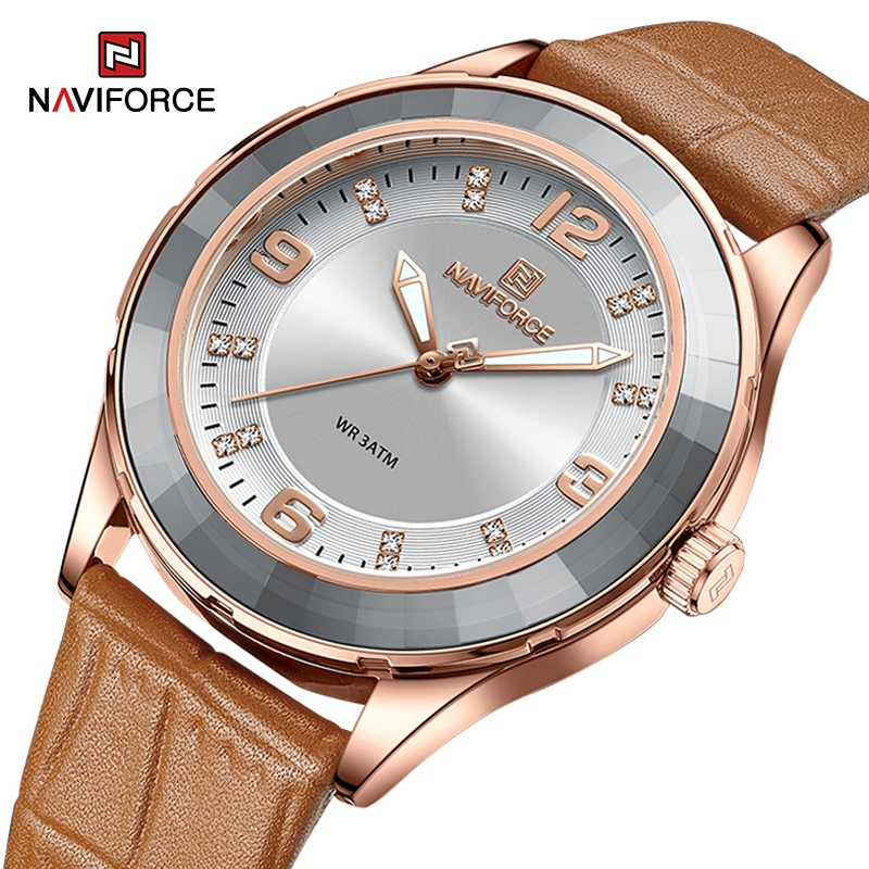 Naviforce นาฬิกาข้อมือควอตซ์แฟชั่น สายหนัง กันน้ํา หรูหรา สําหรับสตรี 5040
