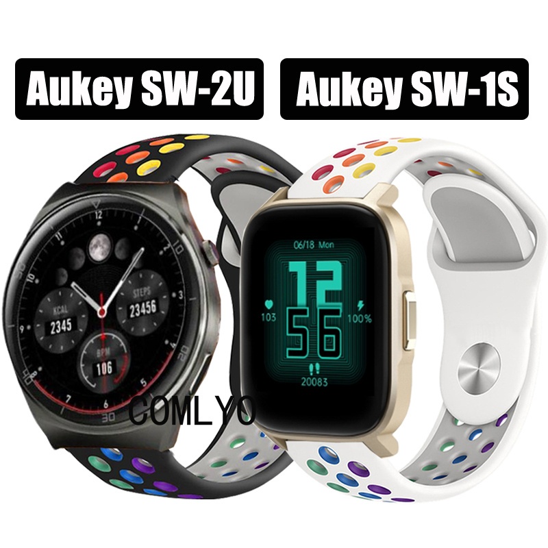 For Aukey SW-1S SW-2U สายนาฬิกาข้อมือซิลิโคน แบบนิ่ม สีรุ้ง สําหรับ