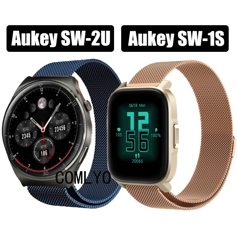 For Aukey SW-1S SW-2U สายนาฬิกาข้อมือสมาร์ทวอทช์ สเตนเลส โลหะ สําหรับ