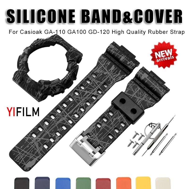 สายนาฬิกาข้อมือซิลิโคน กันน้ํา พร้อมเครื่องมือ สําหรับ Casioak GA-110 GA100 GD-120