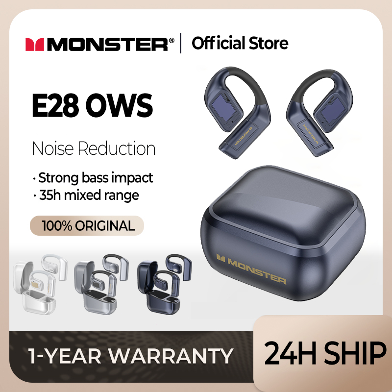 Monster E28 หูฟังบลูทูธ OWS พร้อมไมโครโฟน กันน้ํา สเตอริโอ Bluetooth5.4 หูฟังไร้สาย Open Ear หูฟัง HiFi หูฟังพร้อม ไมโครโฟน หูฟังบลูทูธเกี่ยวหู