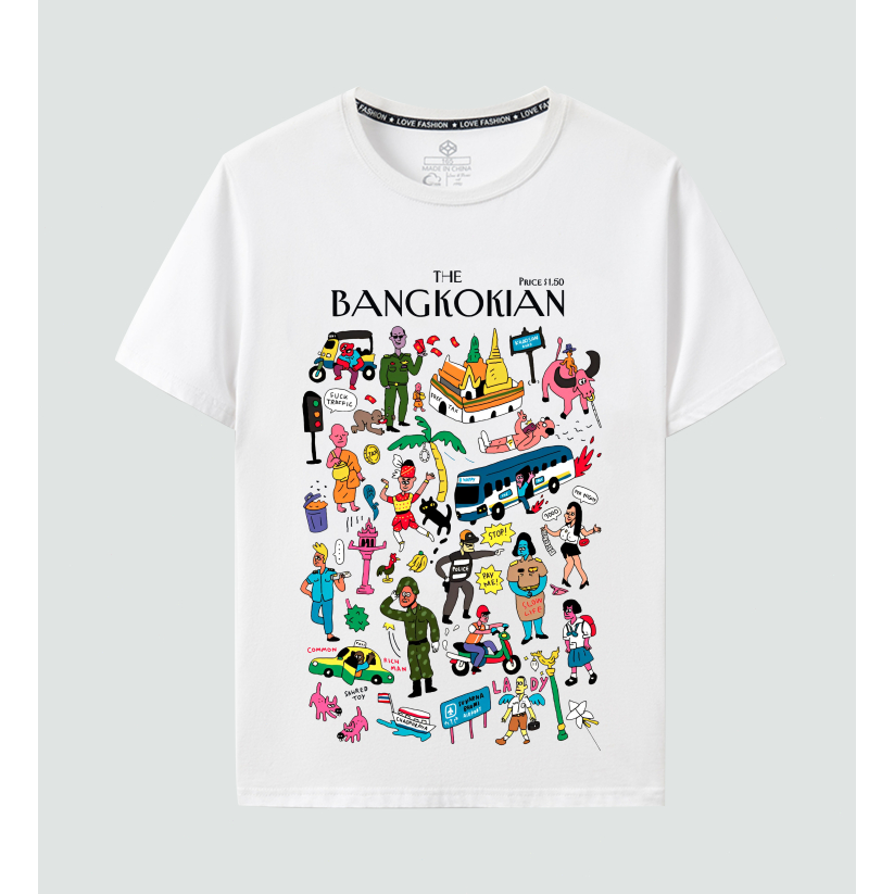 Bangkok t-shirt เสื้อยืดลายกรุงเทพมหานคร สีขาวออฟไวท์