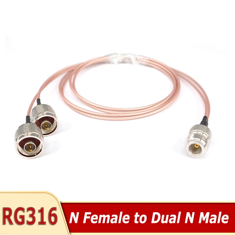 สายเคเบิลแยก N Type N ตัวเมีย เป็น Dual N ตัวผู้ 1 เข้า 2 ออก Y Type 1 เมตร 3 ทาง RG316 รูปตัว V พิกเทลโคแอ็กซ์