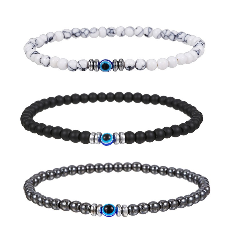 4 มม.ลูกปัด Blessed Evil Eye สร้อยข้อมือสําหรับผู้ชายผู้หญิง Lucky Amulet ป้องกันสายรัดข้อมือยืดหยุ่นของขวัญเครื่องประดับ