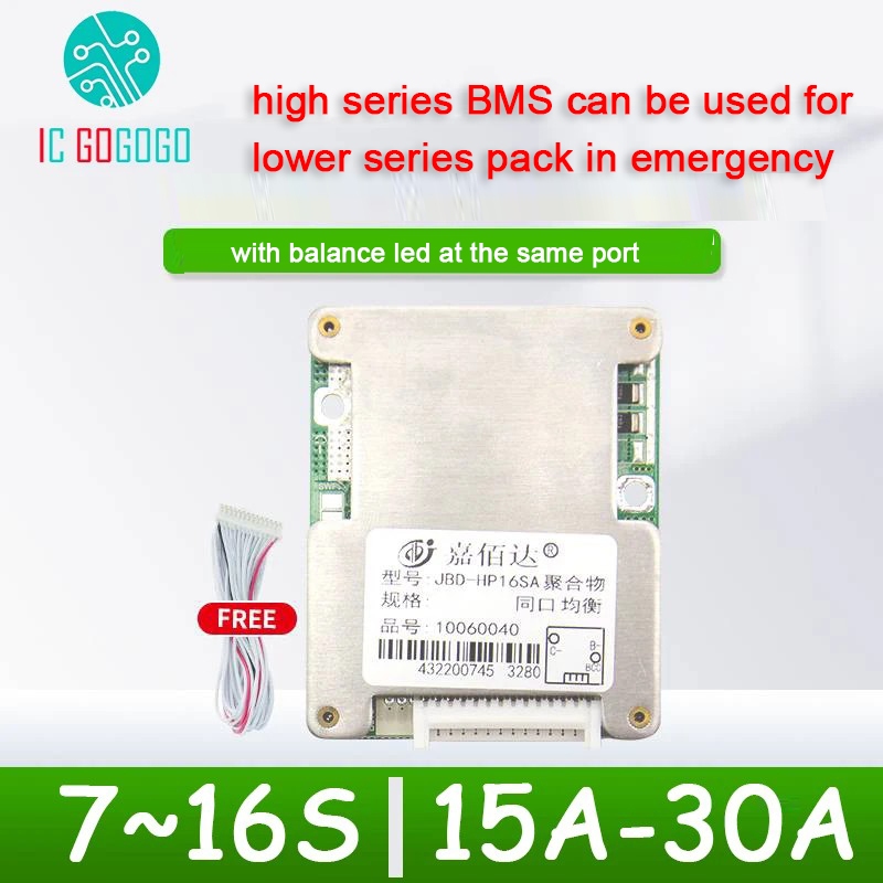 Jbd บอร์ดป้องกันแบตเตอรี่ลิเธียม 24V 36V 48V 7S 8S 10S 12S 13S 14S 16S BMS Lifepo4 Li-ion 15A 20A 30