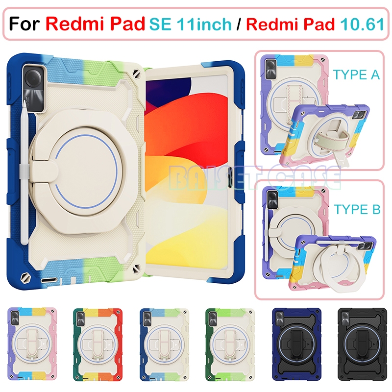 สําหรับ Redmi Pad SE 11 2023 Redmi Pad 10.61 2022 360° เคสกันกระแทก ด้ามจับหมุนได้ สําหรับงานหนัก