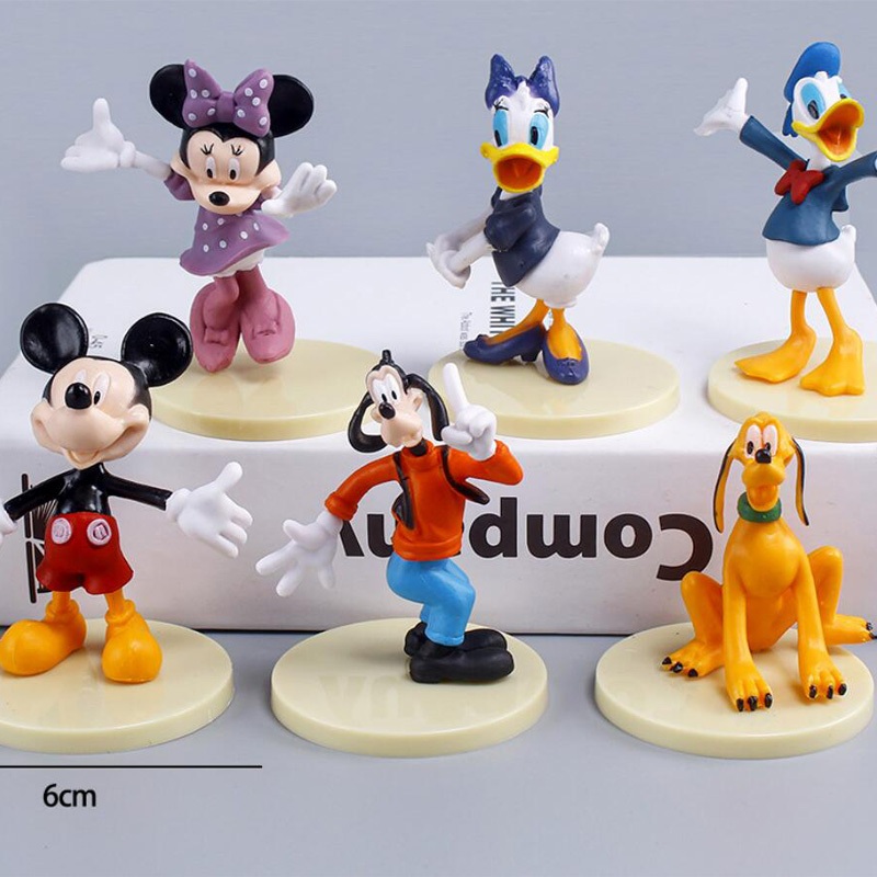 โมเดลฟิกเกอร์ PVC รูป Disney Mickey Mouse Clubhouse Donald Duck Minnie Mickey Mouse Goofy Pluto Daisy Q Version สําหรับตกแต่งเค้ก จํานวน 6 ชิ้น ต่อชุด