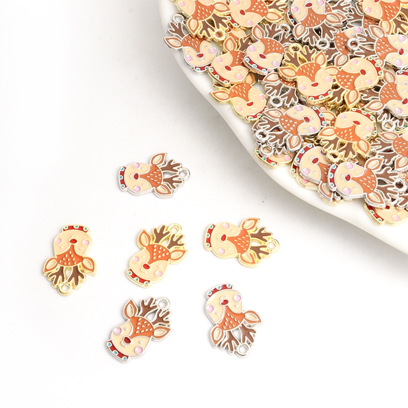 10 ชิ้น การ์ตูนคริสต์มาส กวาง เคลือบ เสน่ห์ คริสต์มาส ปาร์ตี้ อารมณ์ ตกแต่ง กวางเรนเดียร์ น่ารัก จัดแต่งทรงผม สร้อยคอ สร้อยข้อมือ ต่างหู หยดน้ํามัน โลหะผสม จี้ วันหยุด เครื่องประดับ 