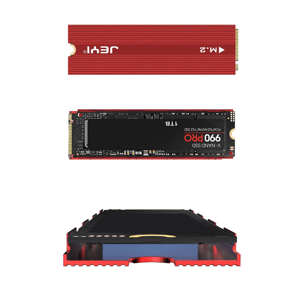 Jeyi M.2 ฮีทซิงค์ระบายความร้อน SSD 2280 SSD อะลูมิเนียม สองด้าน พร้อมแผ่นซิลิโคนความร้อน สําหรับ PS5 PC PCIE NVME NGFF M2 SSD