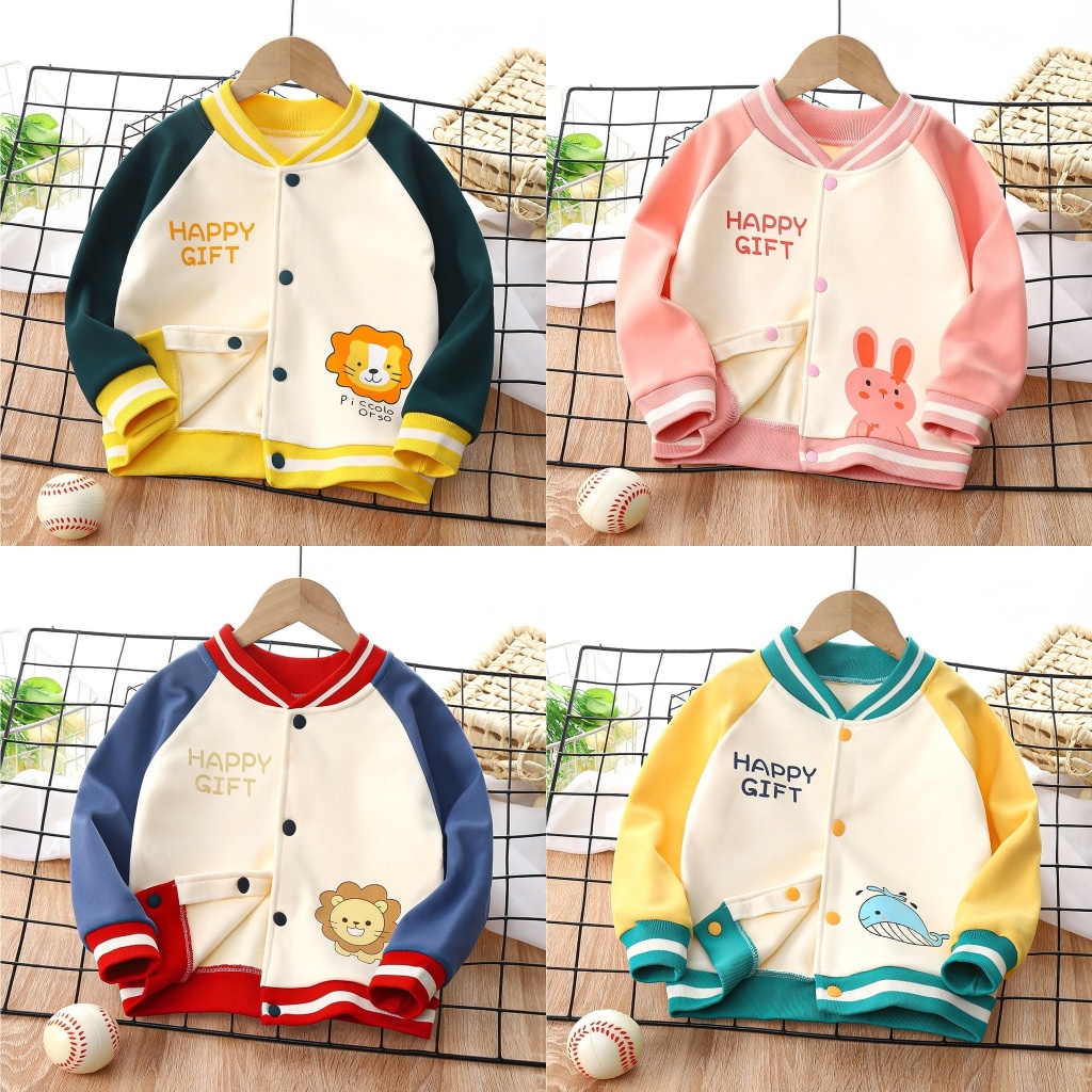 เสื้อกันหนาวเด็ก คาร์ดิแกน เสื้อวอร์มเด็กแขนยาว ผ้าสำลี กระดุมหน้า 【HALOLO BABY】