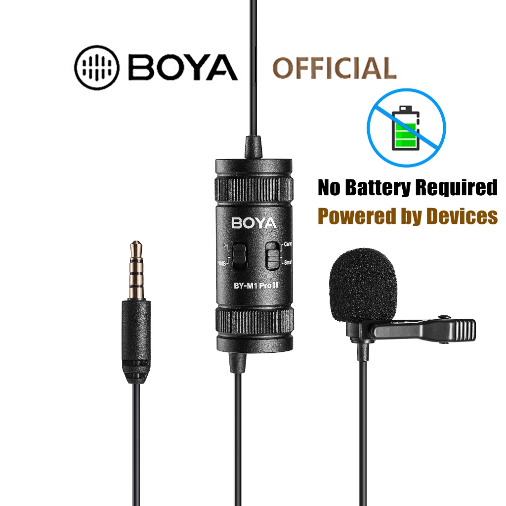 BOYA BY-M1 Pro II Lavalier Microphone ใช้งานได้กับสมาร์ทโฟน แท็บเล็ต กล้อง และเครื่องบันทึกเสียง