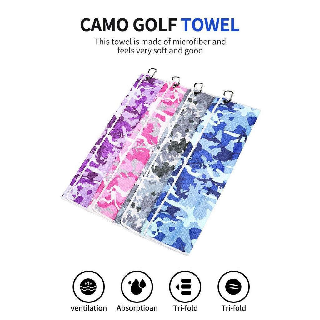 Camouflage Waffle Hook Golf Towel Microfiber Club Cleaning Towel Golf Towel Golf Cleaning Supplies