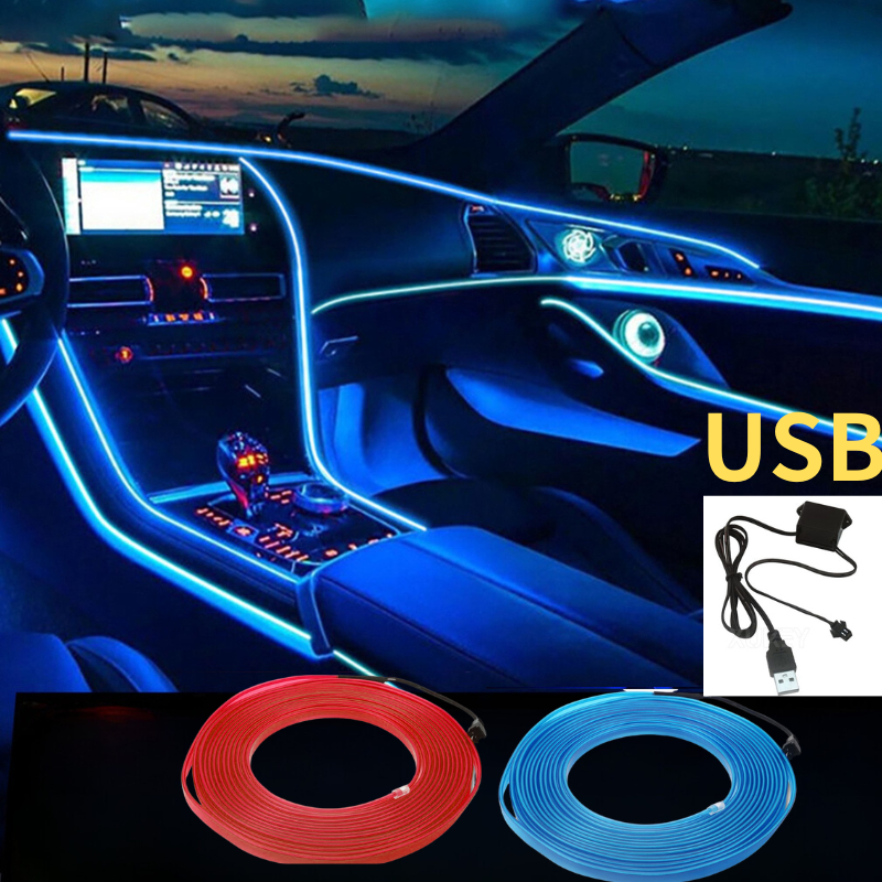 สายไฟ RGB LED 5 เมตร พร้อมสาย USB สําหรับตกแต่งภายในรถยนต์