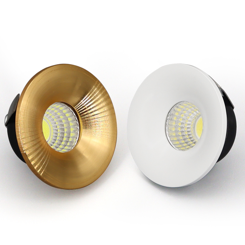 หลอดไฟสปอตไลท์ LED COB Downlight 3W AC85-265V ทรงกลม ขนาดเล็ก หรี่แสงได้ สีขาว สําหรับตู้โชว์