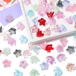 ลูกปัดแก้ว รูปดอกลิลลี่ สําหรับทําเครื่องประดับ ต่างหู สร้อยคอ พวงกุญแจ DIY 20 ชิ้น