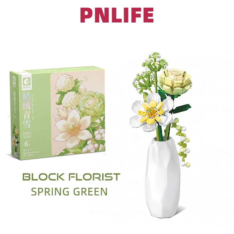 Pnlife บล็อกตัวต่อ รูปดอกไม้คริสตัล สีเขียว (331 ชิ้น)
