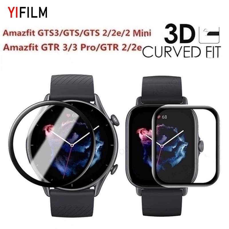 ฟิล์มกระจกนิรภัยกันรอยหน้าจอ 3D ขอบโค้ง สําหรับ Amazfit GTR 3 Pro GTR 2 2e GTS 3 GTS 2 2e 2 Mini 1-3 ชิ้น