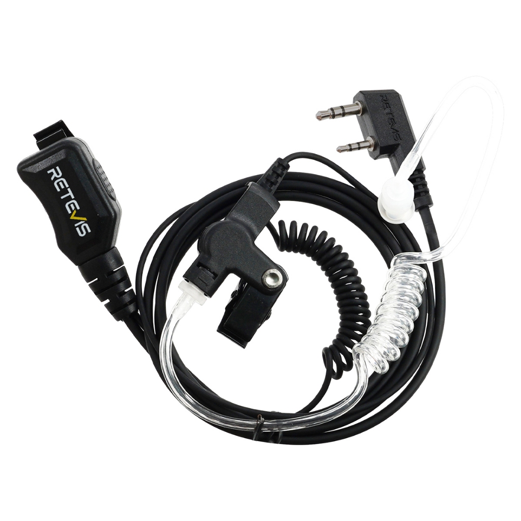 Retevis Walkie Talkie หูฟังพร้อมไมโครโฟนปรับระดับเสียงปรับ kenwood 2 Pin สําหรับ BAOFENG วิทยุชุดหูฟัง