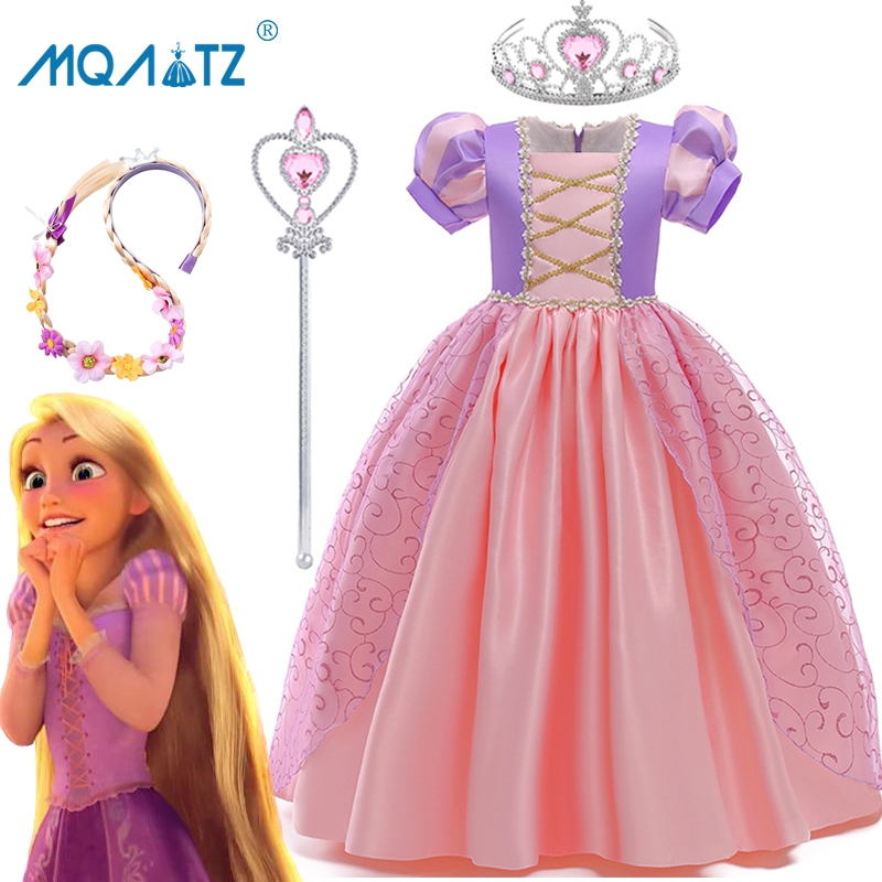 Mqatz ชุดเดรสคอสเพลย์ แขนสั้น ลายดอกไม้ สไตล์เจ้าหญิง สําหรับเด็กผู้หญิง SMR025