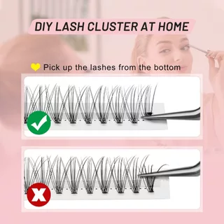 คลัสเตอร์ขนตาปลอม 10D D+ Curl 8-12 มม. 4 แถว 30D 40D ใช้ซ้ําได้ DIY