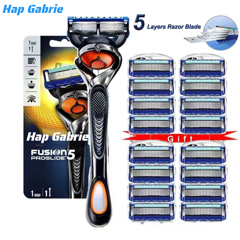 สไตล์ใหม่ ใบมีดโกน 5 ชั้น/มีดโกนหนวดสำหรับผู้ชาย/เข้ากันได้ Gillette fusion