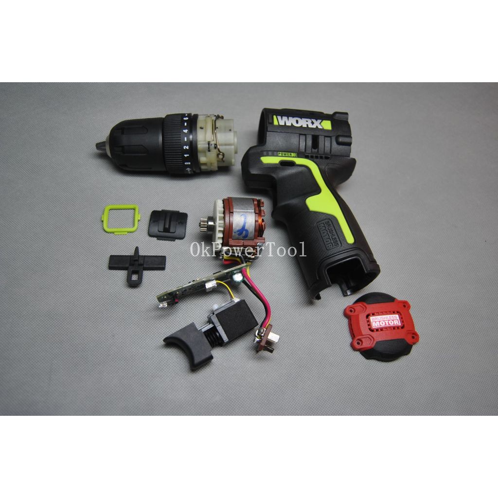 WORX WORX WU130X สว่านไฟฟ้าแบบไม่มีแปรงสวิทช์ Chuck Controller มอเตอร์แบตเตอรี่ลิเธียม Charger อุปกร