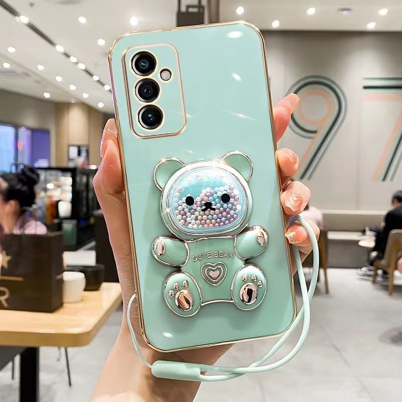Samsung A16 A06 A55 A35 A25 A15 A05S A24 A14 A54 A34 A13 A04S เคสโทรศัพท์มือถือ ลายหมี พร้อมสายคล้อง สําหรับ