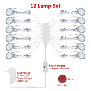 ชุดสวิตช์ควบคุมไฟ LED DC12V หรี่แสงได้ ทรงกลม 3W 5W สําหรับตู้เสื้อผ้า DIY