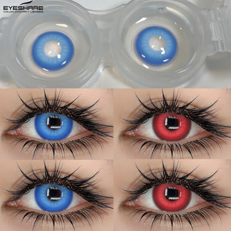 คอนแทคเลนส์คอสเพลย์ สีม่วง สีแดง พร้อมกล่อง 2 ชิ้น