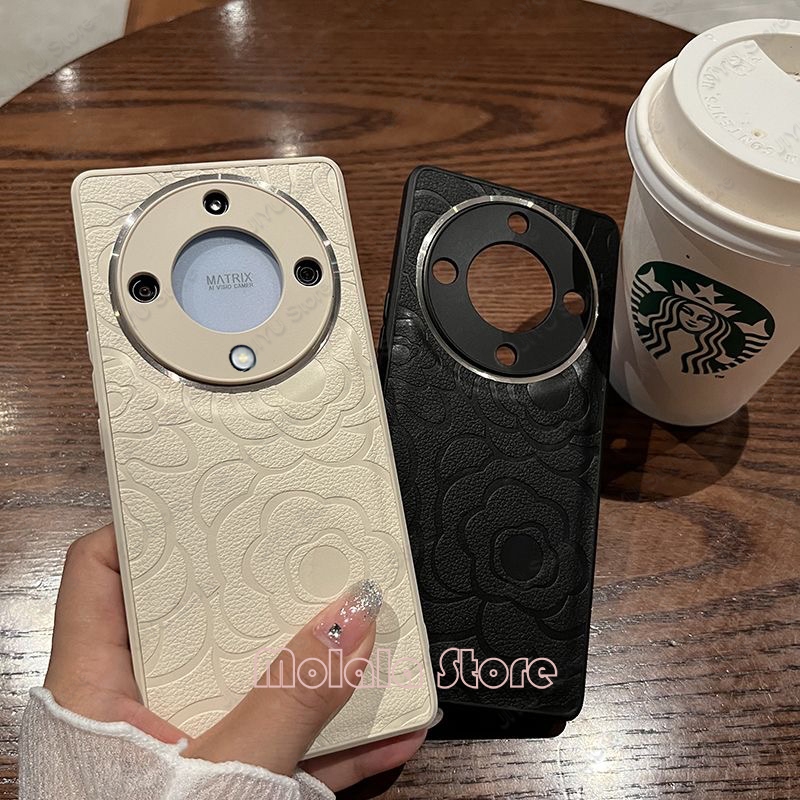 เคสหรูหรา Honor X9b X9a 5G Leather Protecte Camera Flower Phone Case