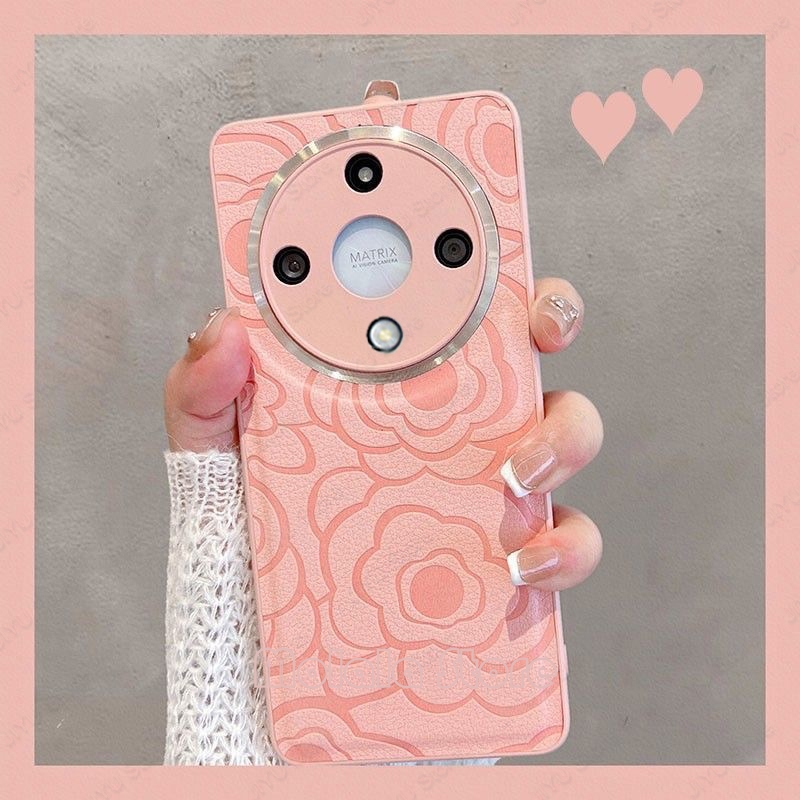 เคสหรูหรา Honor X9d 5G 2025 เคสโทรศัพท์หนัง Protecte Camera ดอกไม้