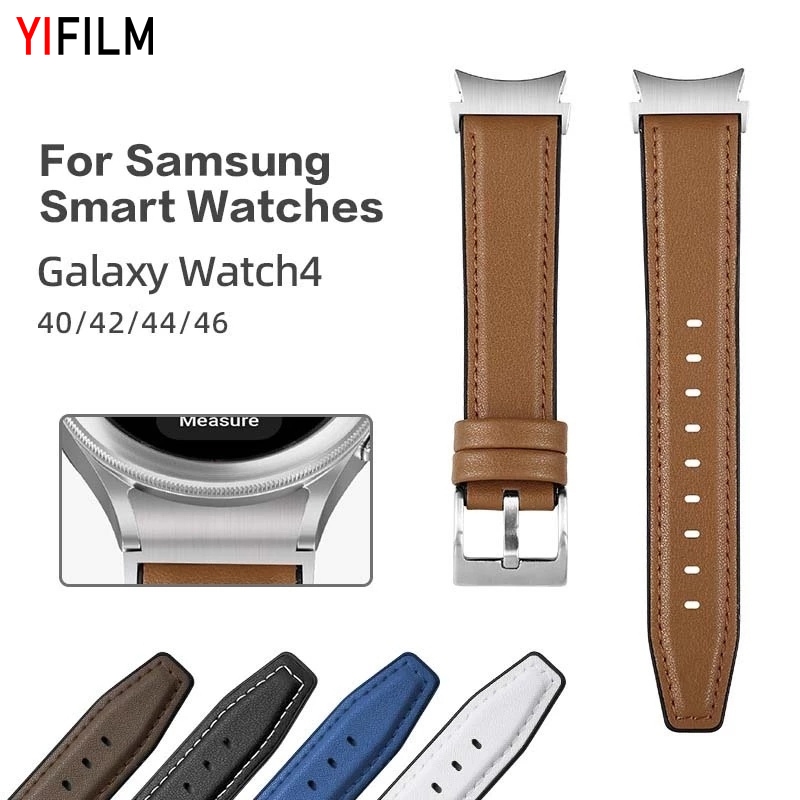 ไม่มีช่องว่าง สําหรับ Samsung Galaxy Watch 4 6 Band Classic 46 มม. 47 มม. / Galaxy Watch4 44 มม. 40 มม. สายหนัง + สายซิลิโคนไฮบริด สร้อยข้อมือ