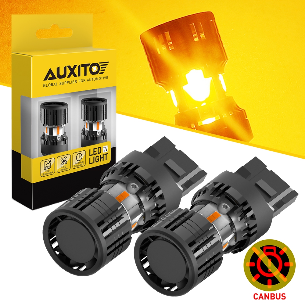 Auxito ไฟเลี้ยว LED T20 7440 WY21W 1156 P21W BA15S 1800LM สีเหลืองอําพัน 12V 2 ชิ้น