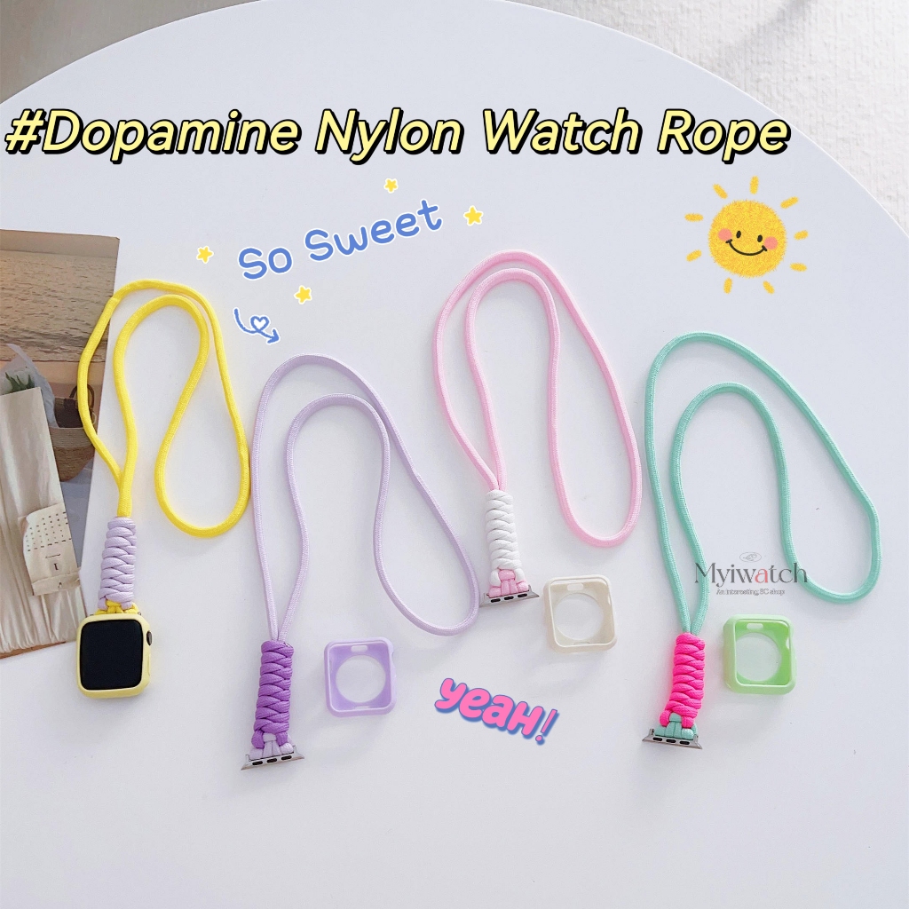 【เชือก+เคส】สายโซ่คล้องคอ ไนล่อน ลายโดปามีนน่ารัก สําหรับ iwatch Serie 9 S8 7 6 SE 5 4 3 2 iwatch 44 มม. 45 มม. 41 มม. 40 มม. 38 มม. 49 มม. 42 มม.