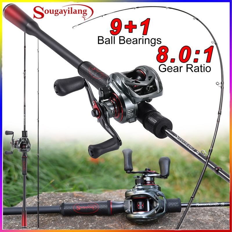 Sougayilang รอกตกปลา 1.8 ม. / 2.1 ม. และ 9 + 1BB 8.0: 1 GR ชุดรอกตกปลา คันเบ็ดคา