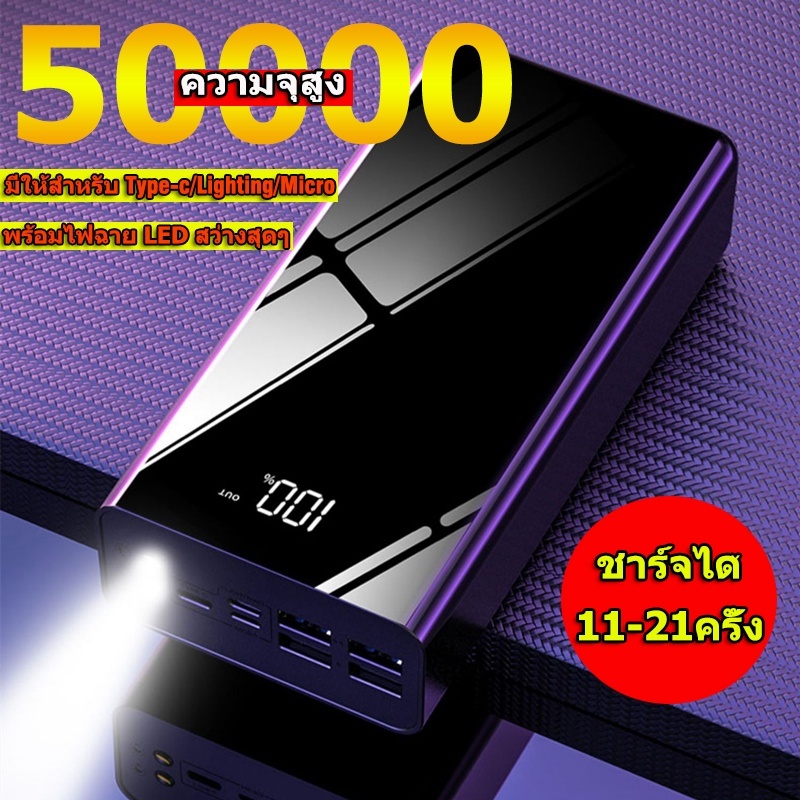 พาวเวอร์แบงค์ ความจุขนาดใหญ่ 50000+mah ชาร์จเร็ว รองรับ 4 แบตเตอรี่สํารอง พาวเวอร์แบงค์ แบตเตอรี่สํารอง